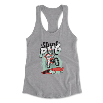 Stunt Pug Womens Racerback Tank in Heather Grey color